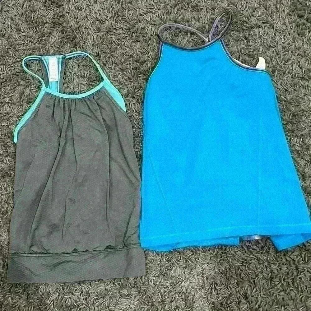 Ivivva By Lululemon Girls Double Dutch Athletic Tank Top and Open Back Tank Sz 8